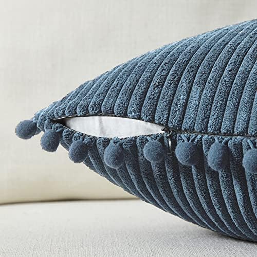 Fancy Homi Pack of 2 Dusty Blue Decorative Throw Pillow Covers 12x20 Inch - Image 3
