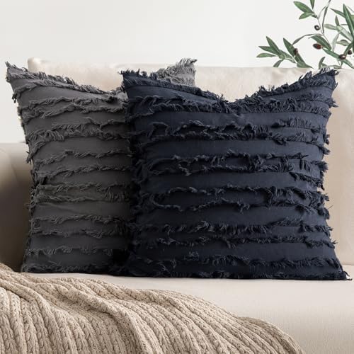 MIULEE Boho Linen Striped Throw Pillow Covers 20x20 - Image 4