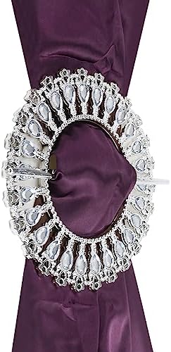 2 Pack Shiny Silver Curtain Tiebacks Round Holdbacks, 26 Crystals - Image 4