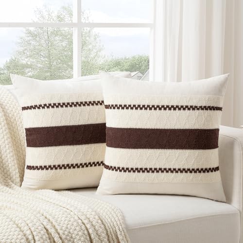 Fancy Homi Set of 1 Boho Brown Decorative Throw Pillow Cover 22x22 Inch - Image 2