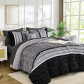 Dintszyayue Black Comforter Set King Size, 8 Pieces Boho Striped Bed in a Bag by Dintszyayue