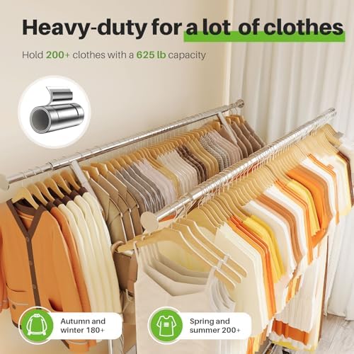 HOKEEPER Heavy Duty Clothes Rack Load 635 LBS Height Adjustable Double Rod - Image 3
