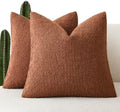 Foindtower Decorative Textured Boucle Throw Pillow Covers 18x18 Red Taupe by Foindtower
