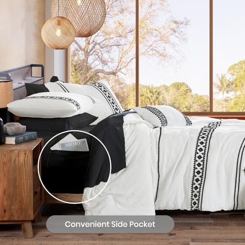 MaiRêve Embroidery King Size Comforter Set 7 Pieces White Bed in a Bag - Image 4