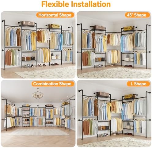 W5 Industrial Pipe Clothes Rack, Heavy Duty Clothing Rack - Image 6
