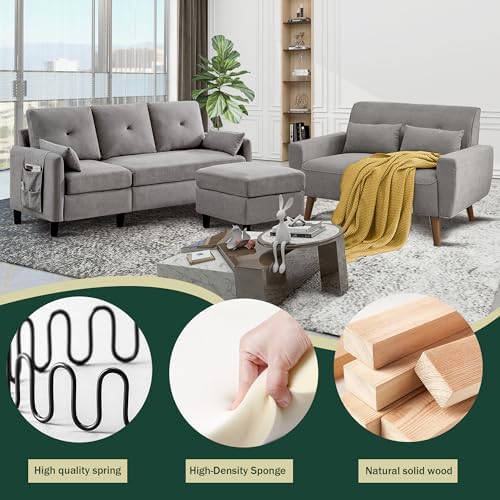 Convertible Sectional Sofa Set, Small L Shaped 3 Seat Couch - Image 6