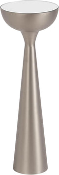 Kate and Laurel Chandon Mid-Century Sophisticated Drink Table; 8 x 8 x 23; Antique Nickel; Glam Sculptural Plant Pedestal Table for Use as Antique Mini Table or Bathtub Accent Table