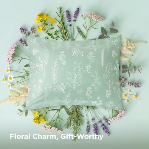 Bedsure Floral Comforter Set Cute Bedding Set Oversized Queen Sage Green - Image 5