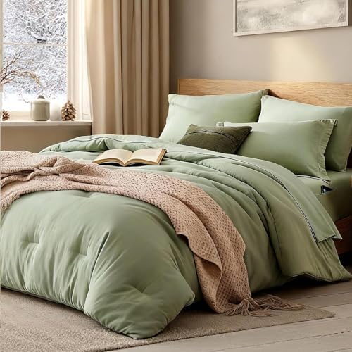 Super King Plus Size Comforter Set- 7 Pieces Bed in a Bag King Bedding Sets by WRENSONGE