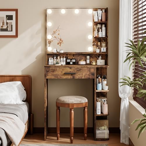 Makeup Vanity Desk with Mirror and Lights, 26.4”Small Vanity Mirror with Lights - Image 3