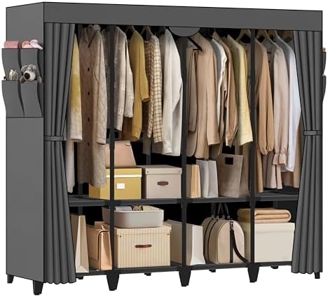 Wardrobe Closet, Quick and Easy Assembly by Jofuler-USDirect