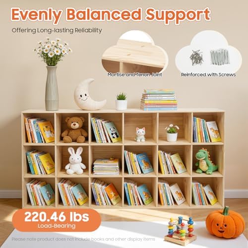 Cashewnuts 18 Cube Storage Organizer Solid Wood Storage Shelf Bookshelf - Image 4