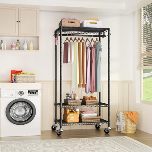 Rolling Clothes Rack, Clothing Racks - Image 4