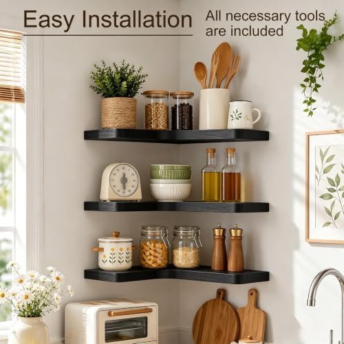 Floating Corner Shelves Solid Pinewood Wall Mounted Shelf - Image 5