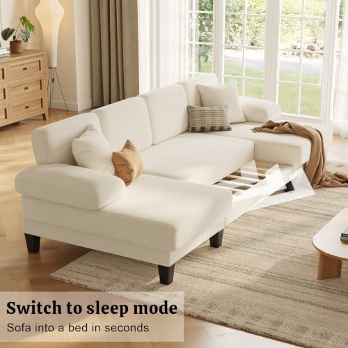 112'' U-Shaped Sectional Couch, Sleeper Sofa - Image 4