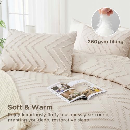 Andency Queen Comforter Set Beige, 3 Pieces Comforters Queen Size Bed Set - Image 4