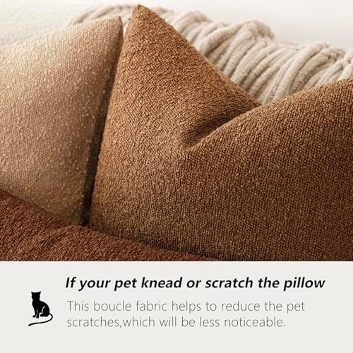 Foindtower Decorative Textured Boucle Throw Pillow Covers 26x26 Hazel Brown - Image 4