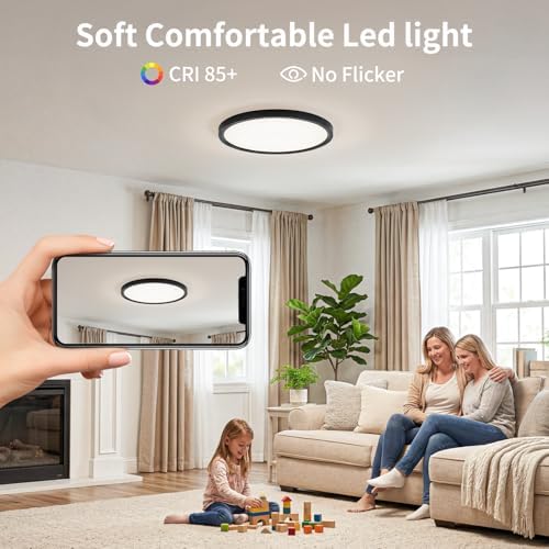 11.4 Inch LED Flush Mount Ceiling Light, 24W Dimmable & 5CCT 3000K-6500K - Image 4