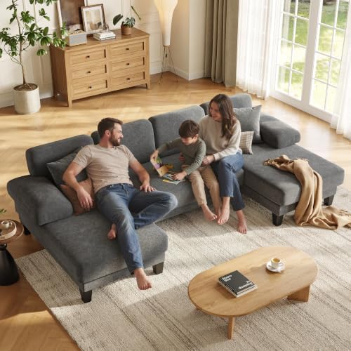 112'' U Shaped Sectional Couch, Sleeper Sofa - Image 3