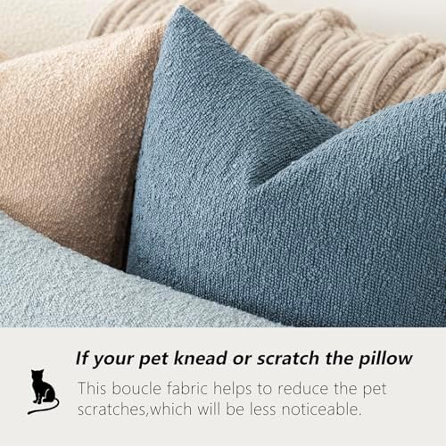 Foindtower Decorative Textured Boucle Throw Pillow Covers 18x18 Misty Blue - Image 4