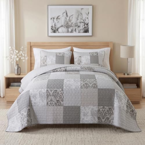 SLPR - Silver Linings Patchwork Gray Cotton Quilt Set, Twin by SLPR