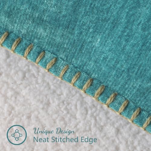 Pallene Chenille Soft Turquoise Throw Pillow Cover 18x18 Set of 2 - Image 4