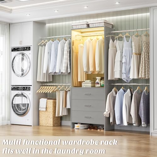 Aheaplus Closet System with Motion-Sensing Light, 3 Wooden Drawers and 4 - Image 4