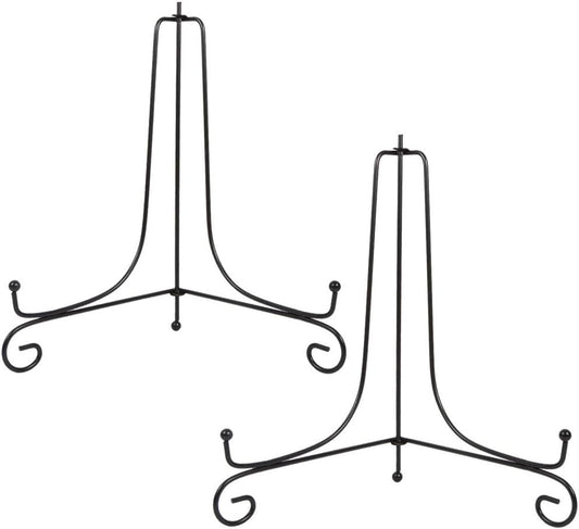 (2 Pack) Iron Display Stand, Black Iron Easel Plate Display Photo Holder Stand, Displays Picture Frames, Cookbooks, Decorative Plates, Tablets and Art 10 Inch