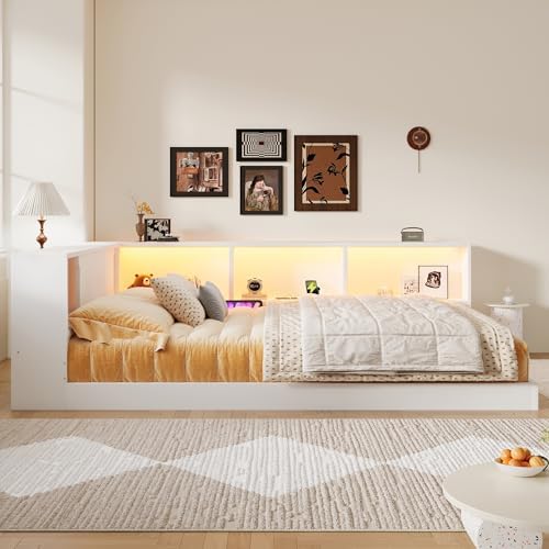 Queen Size Daybed with Storage Shelves, LED Lights & USB Ports - Image 4