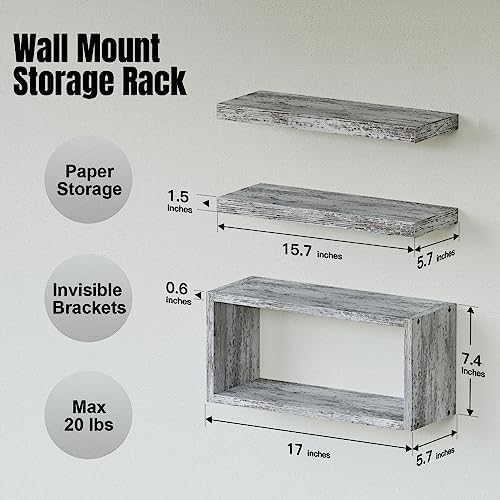 RICHER HOUSE 3-Set Rustic White Floating Shelf, Bathroom Shelf Over Toilet - Image 2