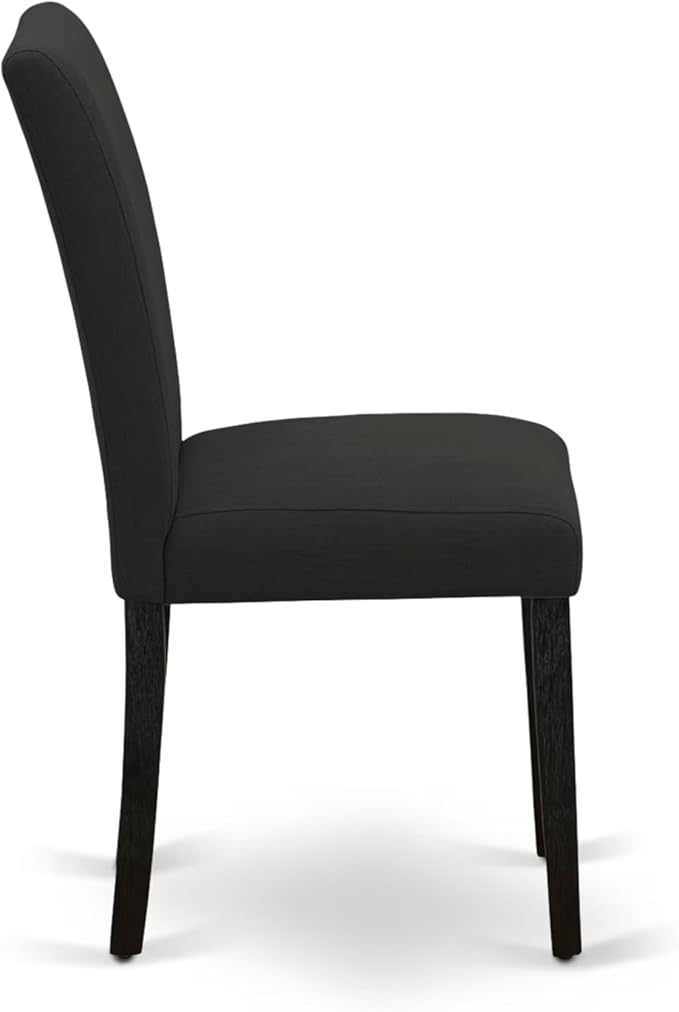 East West Furniture V627AB624-9 9 Piece Dining Table Set Includes a Rectangle Dining Room Table with V-Legs and 8 Black Color Linen Fabric Parsons Chairs, 40x72 Inch, Multi-Color