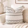 BlissBlush 18X18 Throw Pillow Cover, Cream Neutral Square Decorative Cushion by BlissBlush