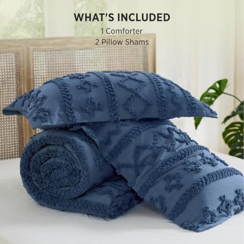 Bedsure Boho Comforter Set Oversized King, Bedroom Decor Bedding Slate Blue - Image 6