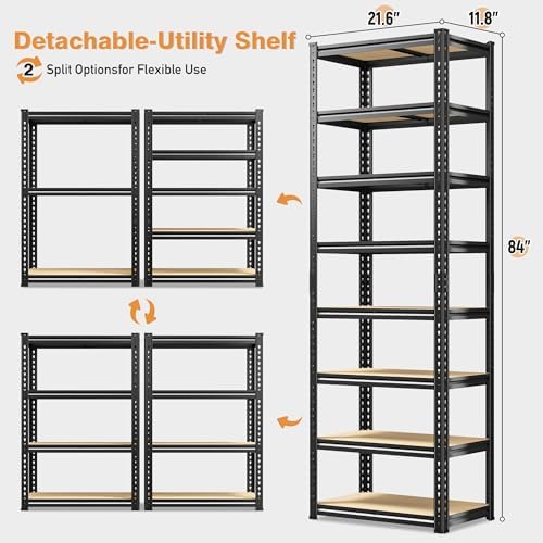 8 Tier Storage Shelves, Shelving Unit Load 400 LBS Per Shelf, Adjustable and - Image 3