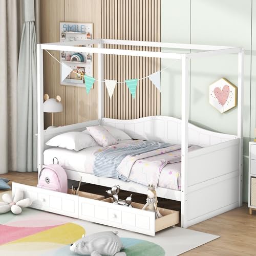 Merax Twin Canopy Daybed with 2 Drawers, Wooden Frame by Merax