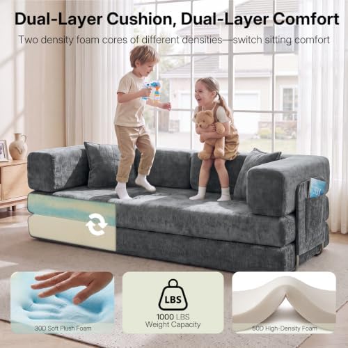 78.8" Convertible Futon Sofa Bed, Boneless Couch - Image 4