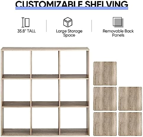 JupiterForce 9 Cubes Bookcases Storage Organizer, 3-Tier Wooden Open Bookshelf - Image 7