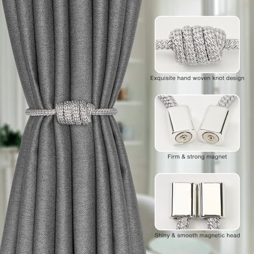 NICEEC 2 Pack Mini Magnetic Curtain Tiebacks Modern Simple Style Drape Tie - Image 3