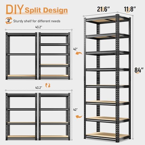8 Tier Storage Shelves, 3200 LBS Shelving Unit - Image 3