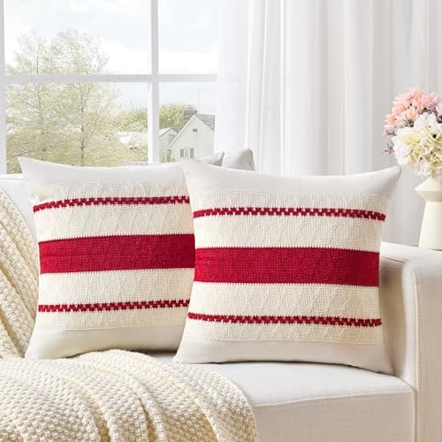 Fancy Homi Set of 1 Boho Red Big Decorative Throw Pillow Cover 24x24 Inch - Image 2