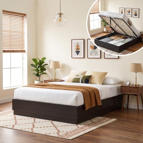 Queen Wood Platform Bed with Lift Up Storage, No Headboard by QNZK