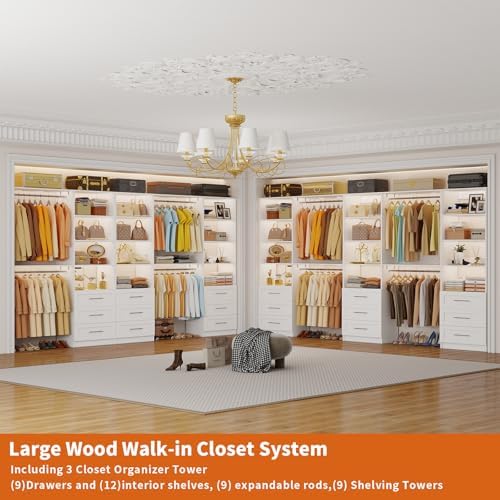 Closet System with 9 Drawers, 9-17FT Custom Closet Organizer System Wood with 9 - Image 2