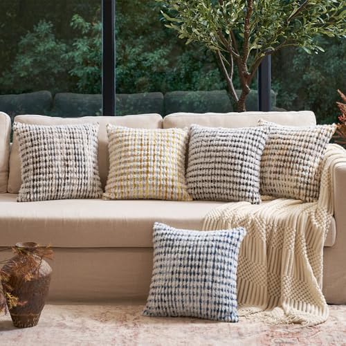 Aeckself Boho Chenille Tufted Pillow Cover 18x18 Inch, Decorative Square Throw - Image 4