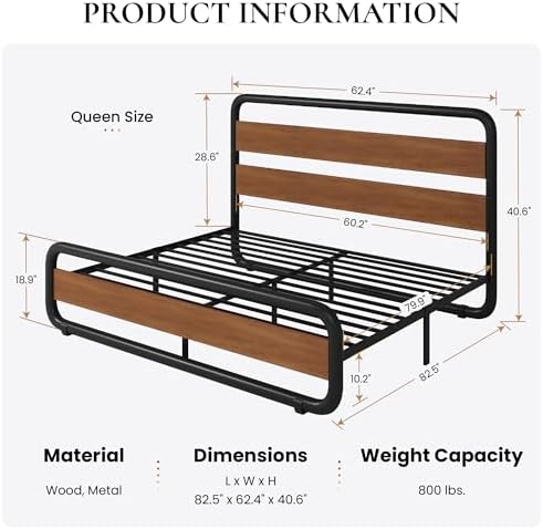 SHA CERLIN Queen Size Metal Bed Frame - Image 2