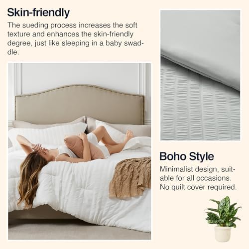 Quataly Queen Comforter Set Seersucker Lightweight Bed Set - Image 6