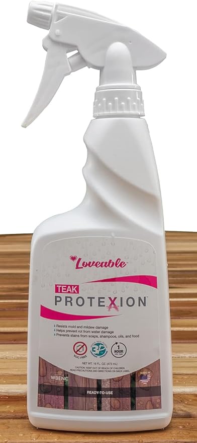 EcoDecors Loveable 32 oz Spray Bottle Teak Cleaner and Loveable Protection 16 oz Teak Sealer For Outdoor Furniture