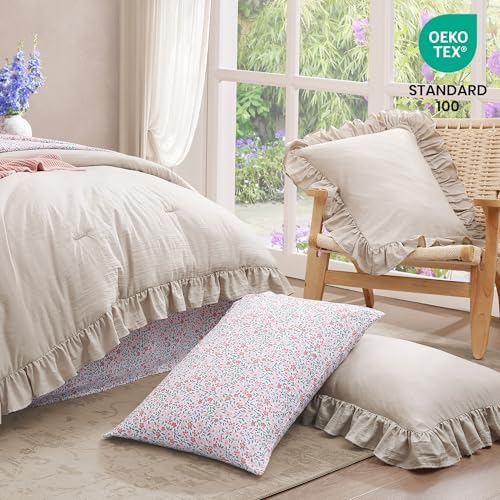 BLOOMHAVEN Twin XL Comforter Set-5 Pieces Ruffle Bedding Floral Sheet - Image 6