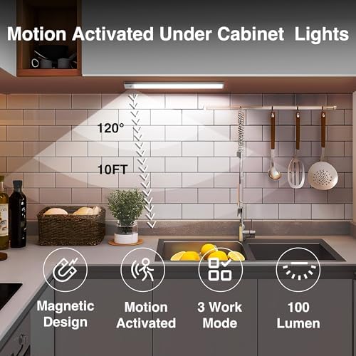 DAYBETTER 12inch Under Cabinet Lighting, 4 Pack Motion Sensor Light Indoor - Image 2