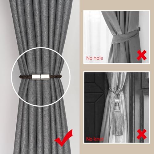 NICEEC 4 Pack Mini Magnetic Curtain Tiebacks Modern Simple Style Drape Tie - Image 2