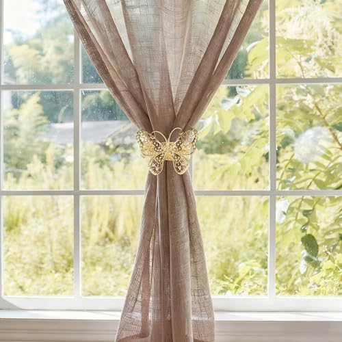 Gold Butterfly Curtain Tiebacks No-Drill, 2 Packs - Image 2